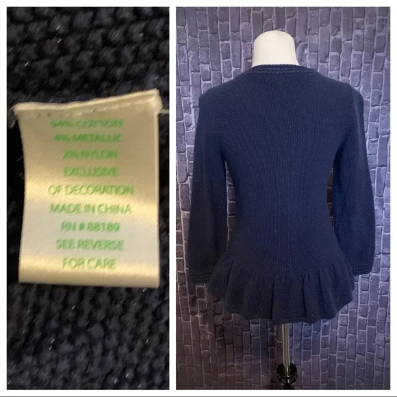 Lilly Pulitzer Navy Peplum Cardigan - Picture 2 of 7